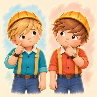 In-game story illustration: the brothers think through a problem