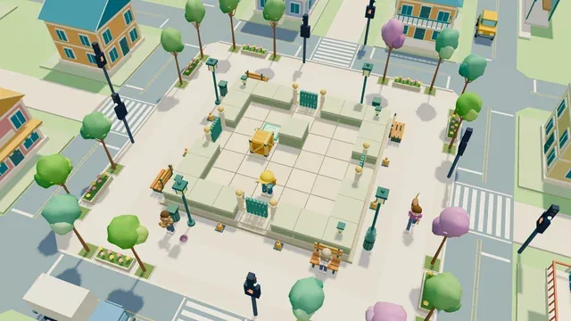 A crate puzzle in the town square