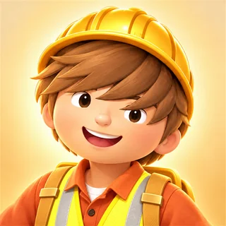 Thomas, wearing a yellow hard hat and orange shirt